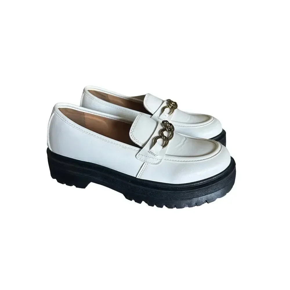 Lulus Raphlyn White Platform Loafers - Picture 3 of 7